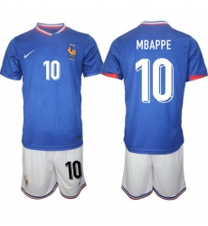 Men France 10 Mbappe Blue 2024 25 Home Soccer Jersey Suit Men France 10 Mbappe Blue 2024 25 Home Soccer Jersey Suit