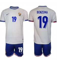 Men France 19 Karim Benzema White 2024 25 Away Soccer Jersey Suit Men France 19 Karim Benzema White 2024 25 Away Soccer Jersey Suit