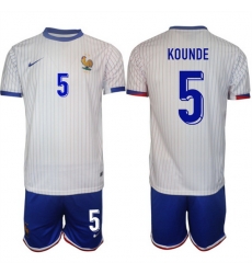 Men France 5 Jules Kound E9 White 2024 25 Away Soccer Jersey Suit Men France 5 Jules Kound E9 White 2024 25 Away Soccer Jersey Suit