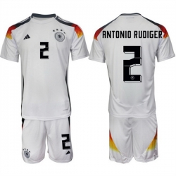 Men Germany 2 Antonio R FCdiger White 2024 25 Home Soccer Jersey Suit