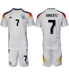 Men Germany 7 Kai Havertz White 2024 25 Home Soccer Jersey Suit Men Germany 7 Kai Havertz White 2024 25 Home Soccer Jersey Suit