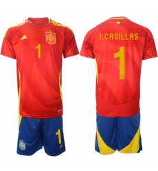 Men Spain Team 1 Iker Casillas 2024 25 Red Home Soccer Jersey Suit Men Spain Team 1 Iker Casillas 2024 25 Red Home Soccer Jersey Suit