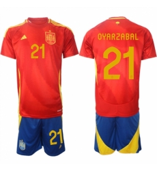 Men Spain Team 21 Mikel Oyarzabal 2024 25 Red Home Soccer Jersey Suit Men Spain Team 21 Mikel Oyarzabal 2024 25 Red Home Soccer Jersey Suit