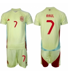 Men Spain Team 7 Ral 2024 25 Yellow Away Soccer Jersey Suit Men Spain Team 7 Ral 2024 25 Yellow Away Soccer Jersey Suit
