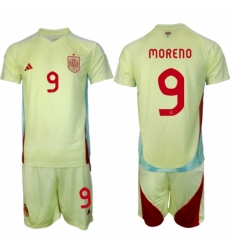 Men Spain Team 9 Gerard Moreno 2024 25 Yellow Away Soccer Jersey Suit Men Spain Team 9 Gerard Moreno 2024 25 Yellow Away Soccer Jersey Suit