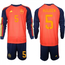 Spain 2026 FIFA World Cup Soccer Jersey Red LONG #5 HUIJSEN