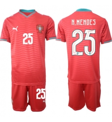 Portugal 2026 FIFA World Cup Soccer Jersey Red #25 N.MENDES Portugal 2026 FIFA World Cup Soccer Jersey Red #25 N.MENDES