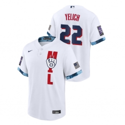 Men Brewers Christian Yelich 2021 mlb all-star game white jersey