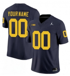 Men Michigan Wolverines ACTIVE PLAYER Custom Navy 2024 F U S E  Stitched Jersey