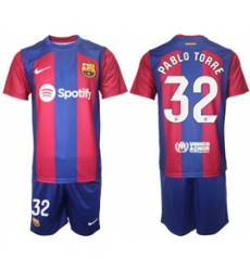 Men Barcelona 32 Pablo Torre Blue Red 2023 24 Home Soccer Jersey Men Barcelona 32 Pablo Torre Blue Red 2023 24 Home Soccer Jersey