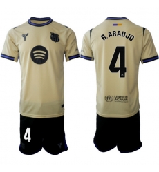 Men FC Barcelona 2026 Soccer Jerseys Beige #4 R.ARAUJO Men FC Barcelona 2026 Soccer Jerseys Beige #4 R.ARAUJO