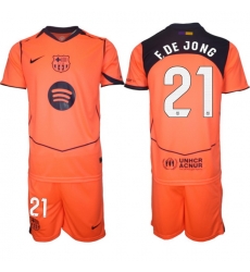 Men FC Barcelona 2026 Soccer Jerseys Orange #21 F.DE JONG