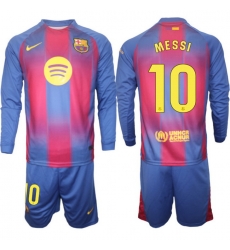 Men FC Barcelona 2026 Soccer Jerseys Red Long #10 MESSI