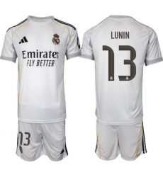 Men Real Madrid 2026 Soccer Jerseys White #13 LUNIN