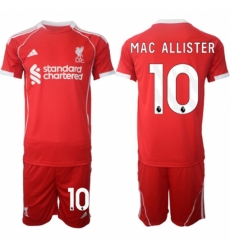 Men Liverpool 10 Alexis Mac Allister 2025 Red Home Soccer Jersey Suit Men Liverpool 10 Alexis Mac Allister 2025 Red Home Soccer Jersey Suit
