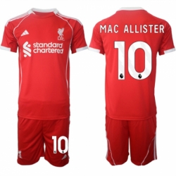 Men Liverpool 10 Alexis Mac Allister 2025 Red Home Soccer Jersey Suit