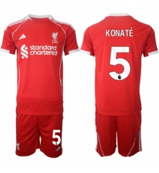 Men Liverpool 5 Ibrahima Konat 2025 Red Home Soccer Jersey Suit