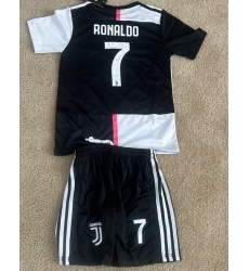 Juventus Chris Ronaldo #7 Black White Split Soccer Jersey
