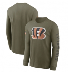 Men Cincinnati Bengals Olive 2022 Salute To Service Long Sleeve T Shirt Men Cincinnati Bengals Olive 2022 Salute To Service Long Sleeve T Shirt