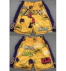 Men Los Angeles Lakers Yellow Shorts