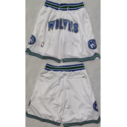 Men Minnesota Timberwolves White Shorts