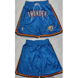 Men Oklahoma City Thunder Blue Shorts  28Run Small 29