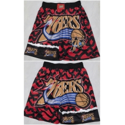 Men Philadelphia 76ers Black Red Shorts  