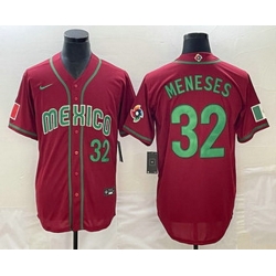 Men's Mexico Baseball #32 Joey Meneses Number 2023 Red World Classic Stitched Jersey