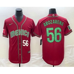 Mens Mexico Baseball #56 Randy Arozarena Number 2023 Red World Classic Stitched Jersey