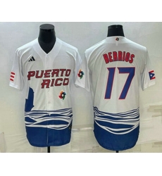 Men's Puerto Rico Baseball #17 Jose Berrios 2023 White World Baseball Classic Stitched Jersey Men's Puerto Rico Baseball #17 Jose Berrios 2023 White World Baseball Classic Stitched Jersey