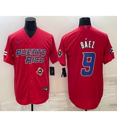 Men's Puerto Rico Baseball #9 Javier Baez 2023 Red World Baseball Classic Stitched Jerseys Men's Puerto Rico Baseball #9 Javier Baez 2023 Red World Baseball Classic Stitched Jerseys
