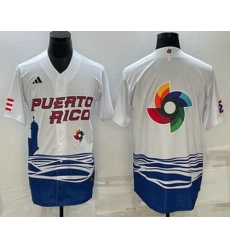 Men's Puerto Rico Baseball Big Logo White 2023 World Baseball Classic Stitched Jerseys Men's Puerto Rico Baseball Big Logo White 2023 World Baseball Classic Stitched Jerseys