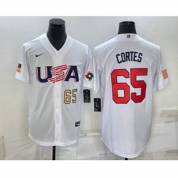 Men USA Baseball 65 Nestor Cortes Number 2023 White World Classic Stitched Jerseys