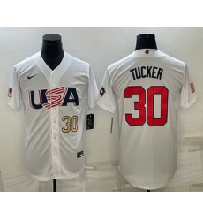 Mens USA Baseball #30 Kyle Tucker Number 2023 White World Baseball Classic Stitched Jersey