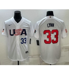Men's USA Baseball #33 Lance Lynn Number 2023 White World Baseball Classic Stitched Jersey