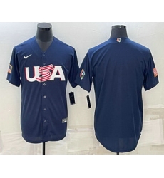 Men's USA Baseball Blank 2023 Navy World Baseball Classic Stitched Jersey Men's USA Baseball Blank 2023 Navy World Baseball Classic Stitched Jersey