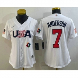 Womens USA Baseball 7 Tim Anderson 2023 White World Classic Stitched Jerseys