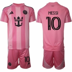 Men Inter Miami CF 10 Lionel Messi 25 26 Pink Home Soccer Jersey Suit