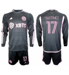 Men Inter Miami CF 17 Martnez 2023 24 Black Away Soccer Jersey Suit