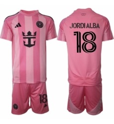 Men Inter Miami CF 18 Jordi Alba 25 26 Pink Home Soccer Jersey Suit