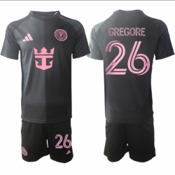 Men Inter Miami CF 26 Gregore 2025 Black Away Soccer Jersey Suit
