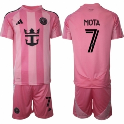 Men Inter Miami CF 7 Jean Mota 25 26 Pink Home Soccer Jersey Suit