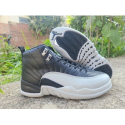 Air Jordan 12 Men Shoes Black Light Gray