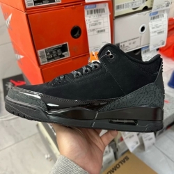 Men Air Jordan 3 Black Cat Black Basketball Shoes