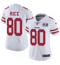 Nike 49ers 80 Jerry Rice White Women Stitched NFL Vapor Untouchable Limited 2024 Super Bowl LVIII Jersey Nike 49ers 80 Jerry Rice White Women Stitched NFL Vapor Untouchable Limited 2024 Super Bowl LVIII Jersey