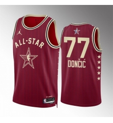 Men 2024 All Star 77 Luka Doncic Crimson Stitched Basketball Jersey