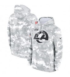 Youth Los Angeles Rams 2024 White Gray Salute To Service Pullover Hoodie Youth Los Angeles Rams 2024 White Gray Salute To Service Pullover Hoodie