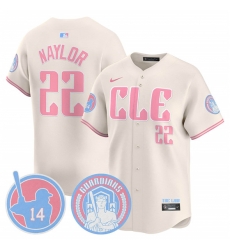 Men Cleveland Guardians 22 Josh Naylor Cream Bubblegum Pink 2025 Vapor Limited Stitched Baseball Jersey