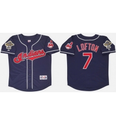 Men Cleveland Guardians  7 Kenny Lofton Navy 1995 World Series Stitched Baseball Jersey