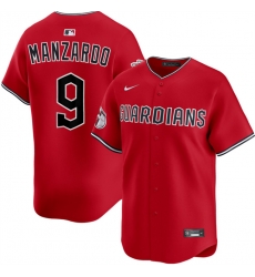 Men Cleveland Guardians 9 Kyle Manzardo Red Alternate Limited Stitched Baseball Jersey Men Cleveland Guardians 9 Kyle Manzardo Red Alternate Limited Stitched Baseball Jersey